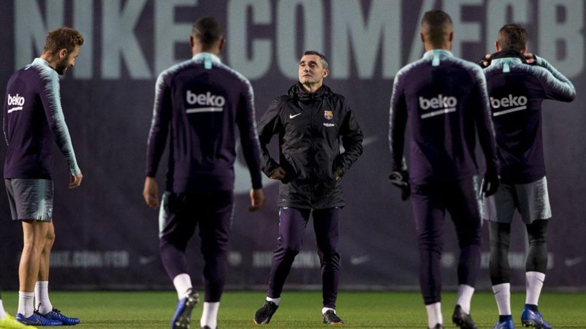 Ernesto Valverde, en la sesión vespertina previa al partido en León