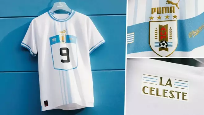 Uruguay (visitante): Los uruguayos ya tiran de imaginación en la camiseta visitante, aunque aplicando el diseño de Puma para las away