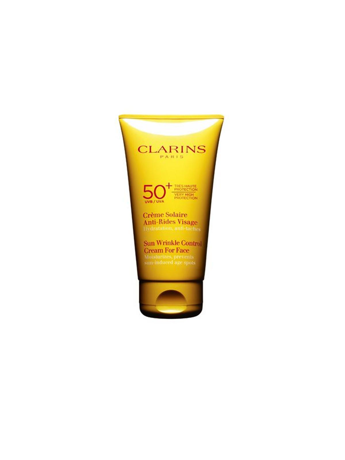 1. Crème Solaire Anti-Rides Visage UVA / UVB 50+, de Clarins