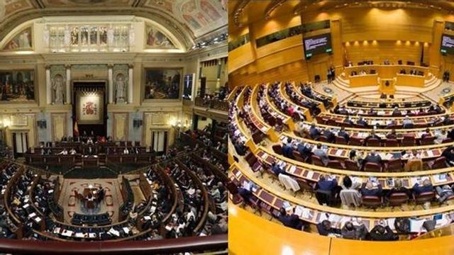 A la izquierda, el Congreso de los Diputados y a la derecha, el Senado.