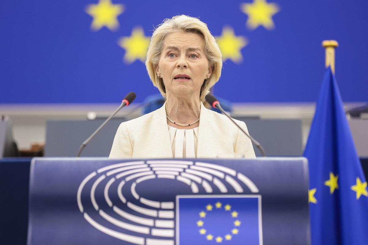 La presidenta de la Comisión Europea, Ursula von der Leyen, durante su discurso sobre el estado de la Unión 2026.