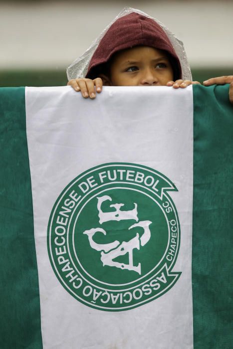 La afición del Chapecoense honra a los jugadores fallecidos