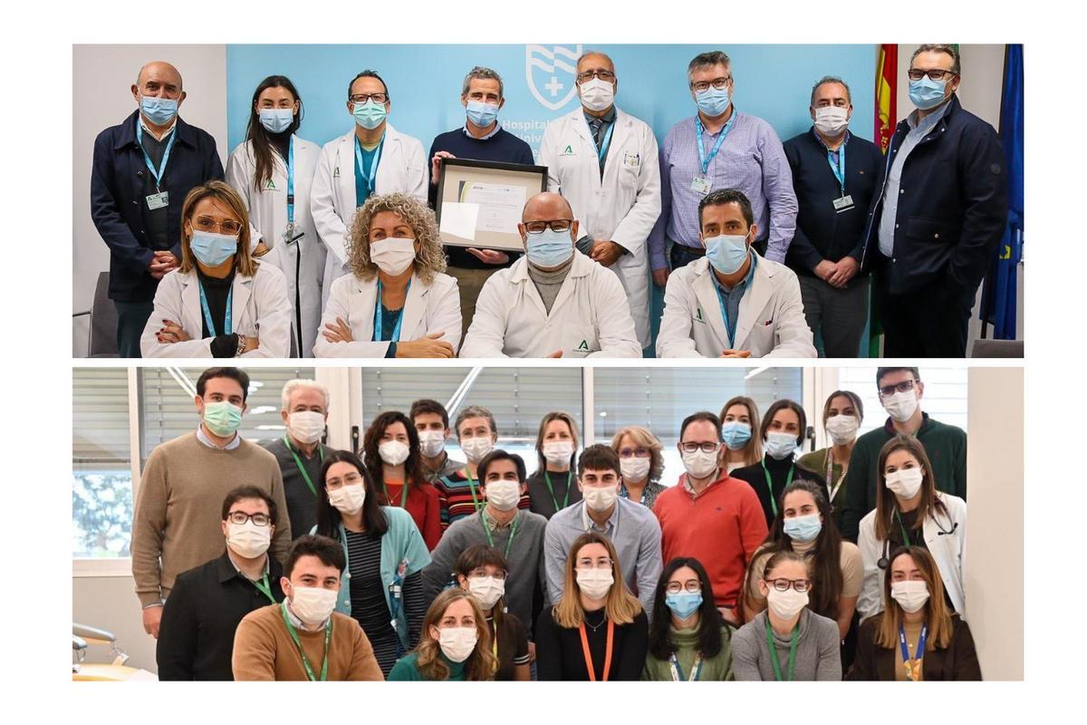 Arriba: el Servicio de Oncología del Hospital Regional. Abajo: El Servicio de Oncología del Hospital Clínico