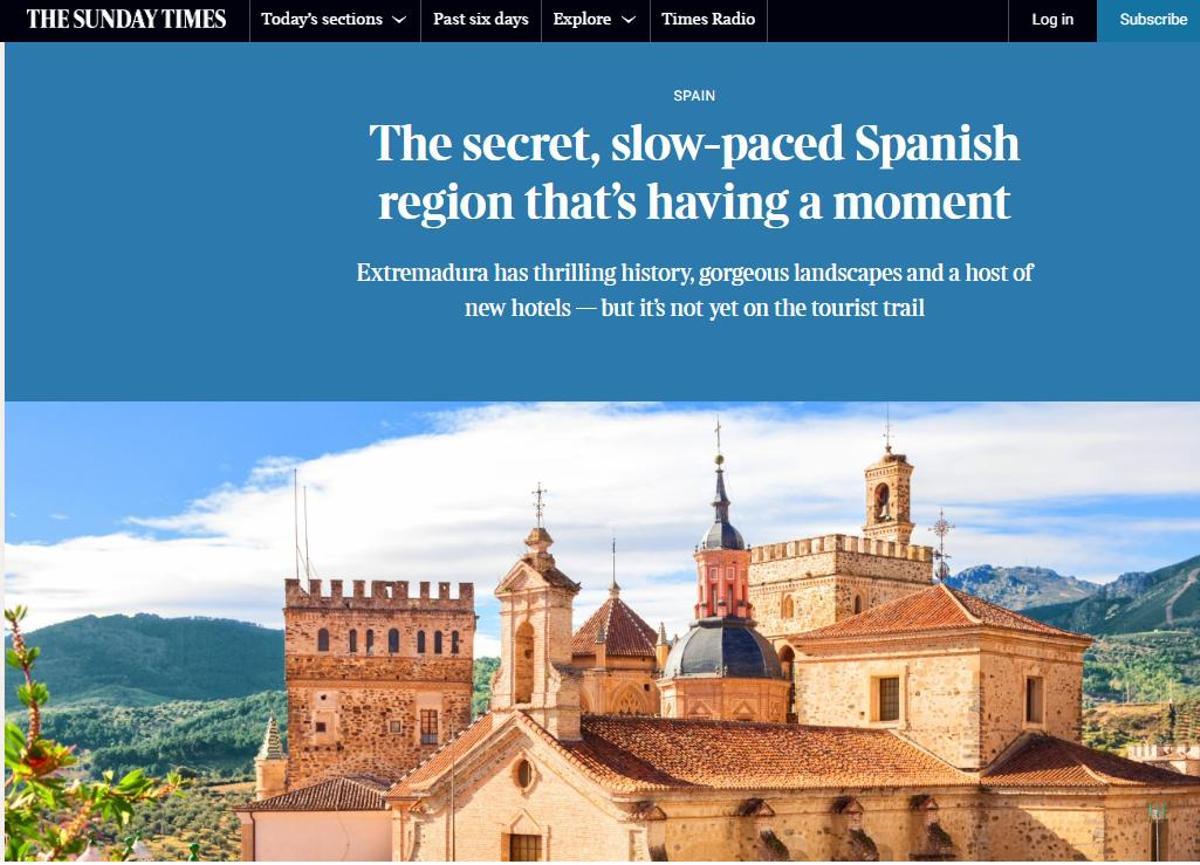 Reportaje sobre Extremadura en el rotativo inglés 'The Times'