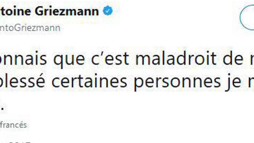 Griezmann pide perdón y borra su última foto en Instagram