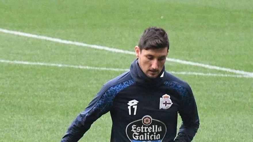 Borja Valle, ayer en Riazor.