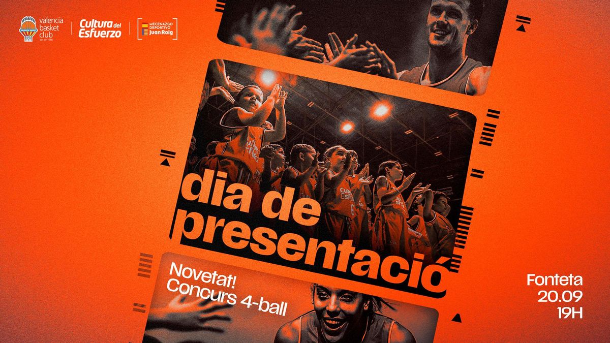 Cartel oficial de la presentación del Valencia Basket y L'Alqueria