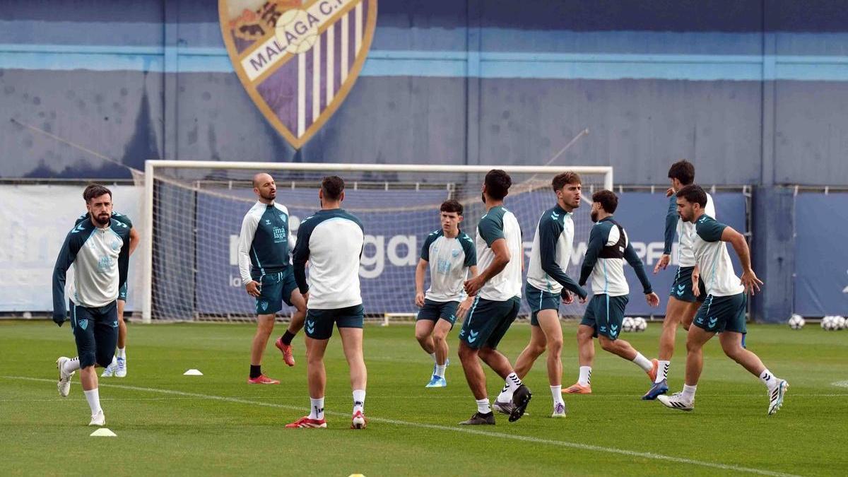 Imagen de un entrenamiento del Málaga CF previo a la jornada 35.