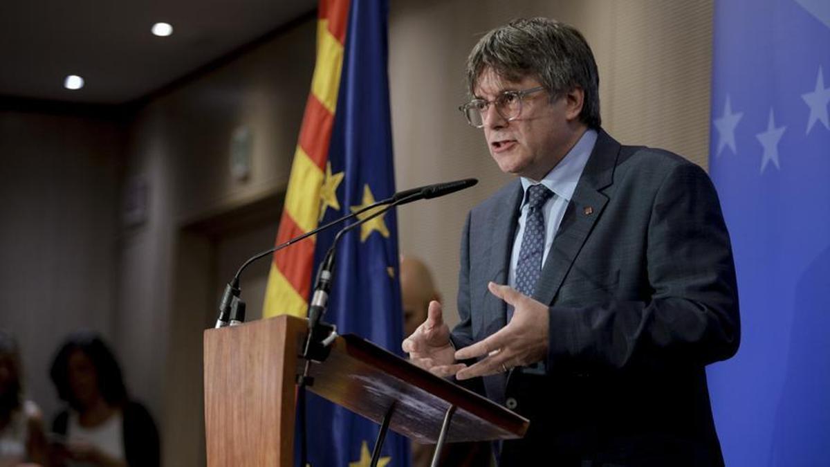 El expresident Carles Puigdemont, este jueves desde Bruselas tras la firma del pacto con el PSOE.