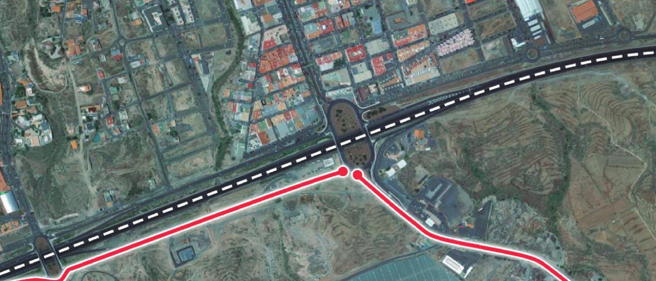 Un nuevo carril a El Médano reducirá los atascos en la rotonda de San Isidro
