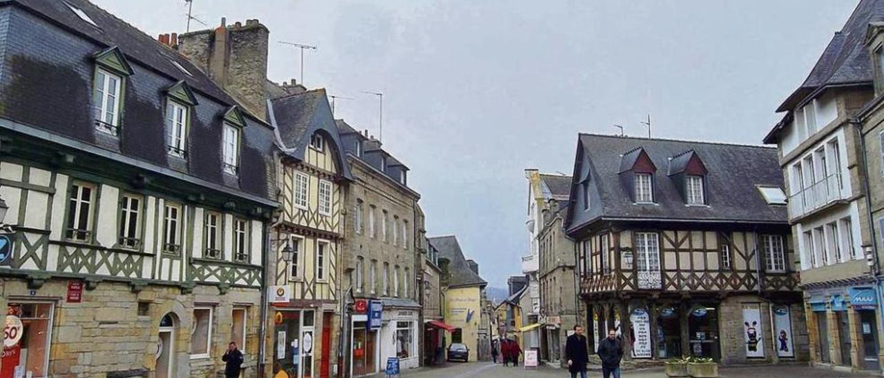 Vista parcial do centro histórico de Pontivy (Bretaña).