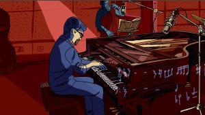 Viñeta de ’Dispararon al pianista’, con Tenório a los 23 años, grabando su único disco como líder, ’Embalo’.