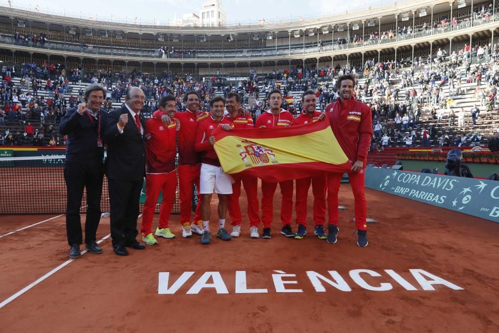 La celebración del equipo español de Copa Davis