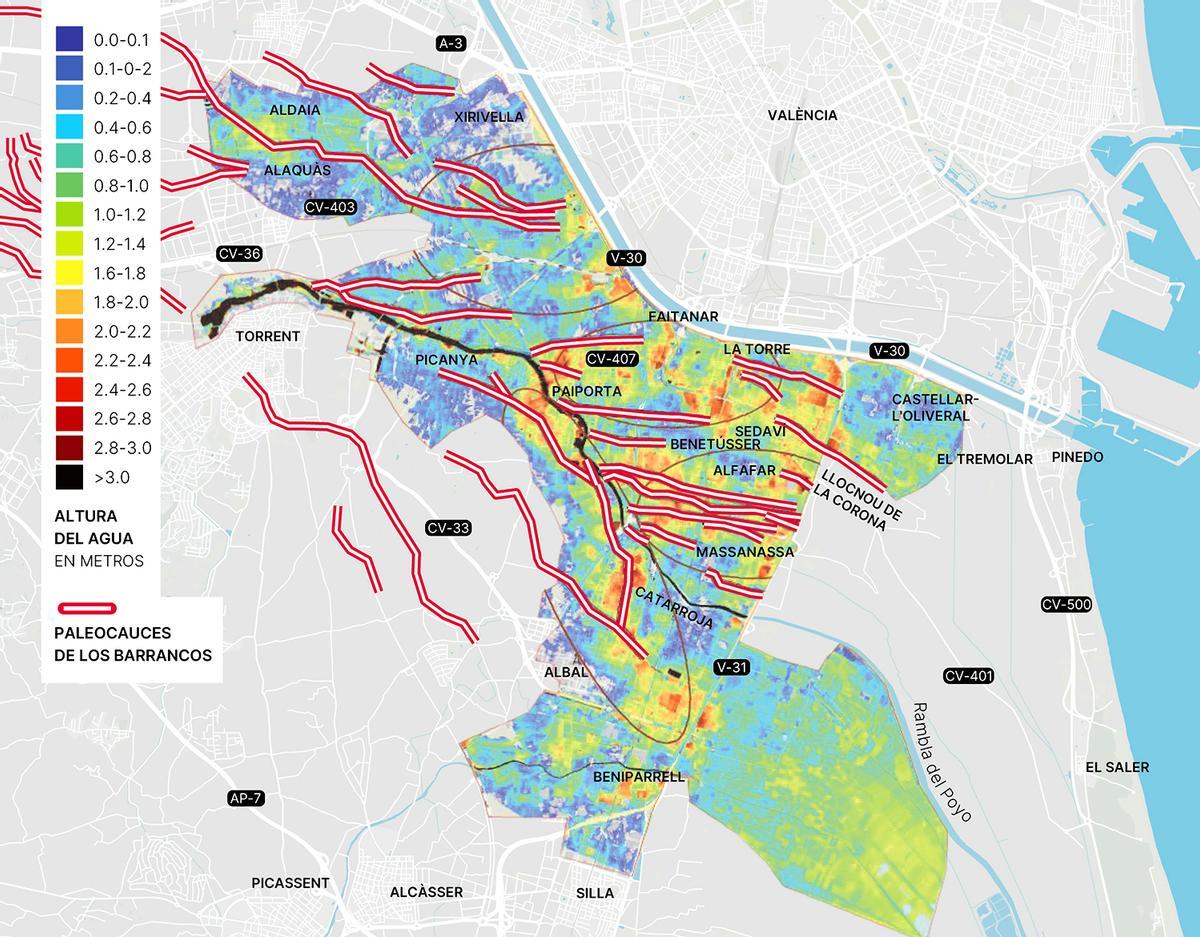 Los paleocauces de l'Horta Sud.