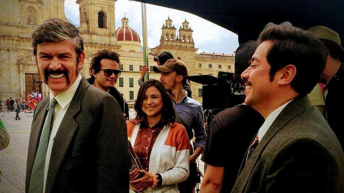 El equipo de la película, durante una pausa en el rodaje.