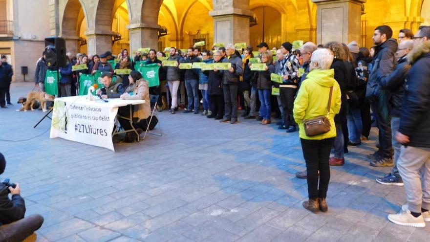 Aspecte de la plaça Major durant la roda de premsa