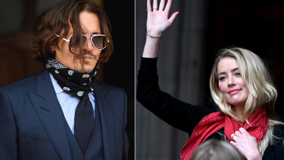 Johnny Depp y Amber Heard durante el juicio por su divorcio en Londres