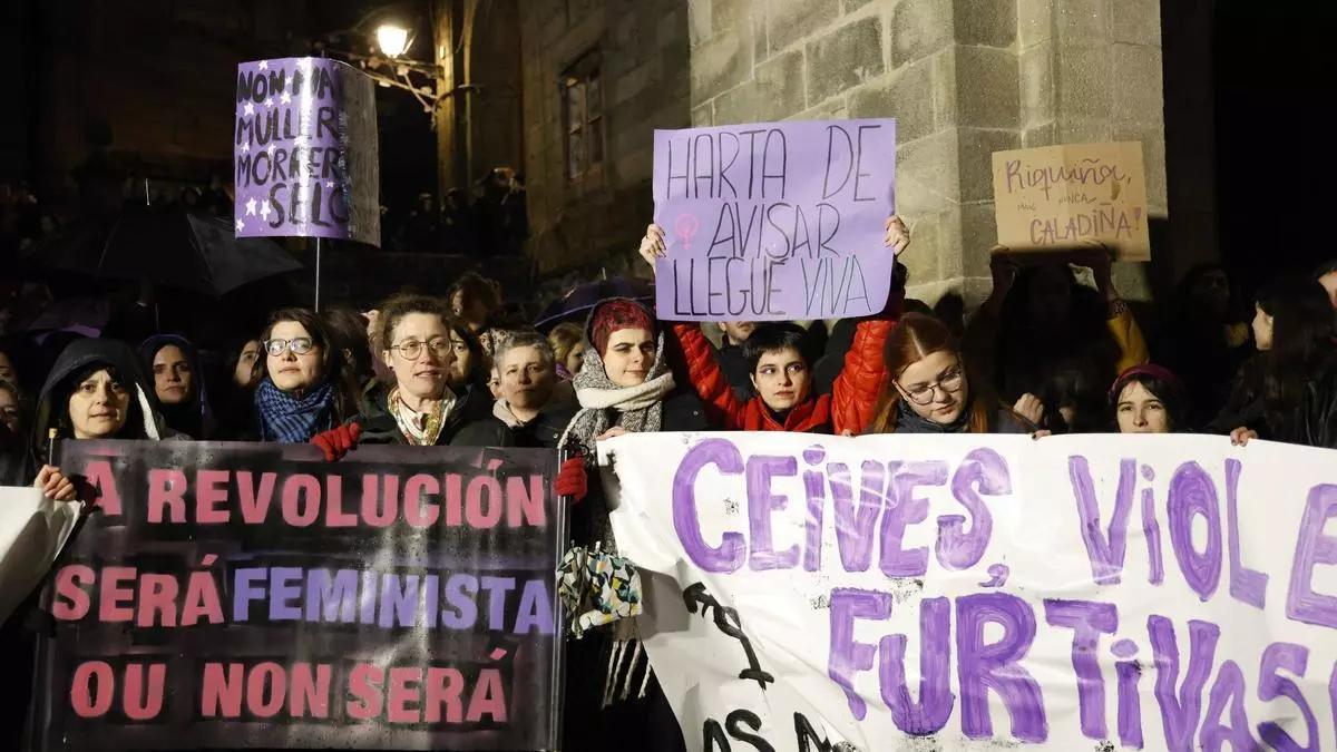 Manifestación feminista en Santiago