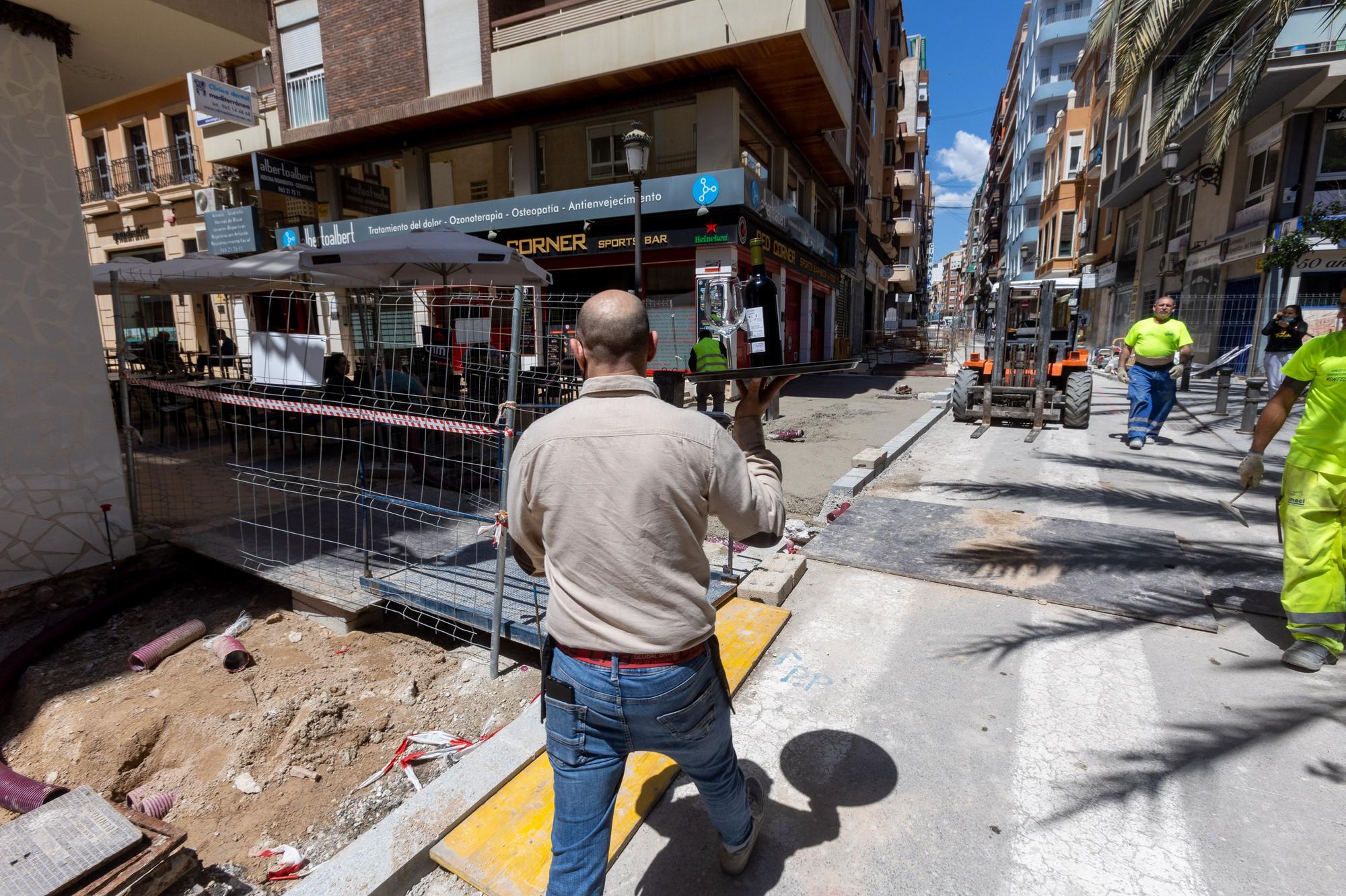 Obras en el centro comercial de la ciudad de Alicante