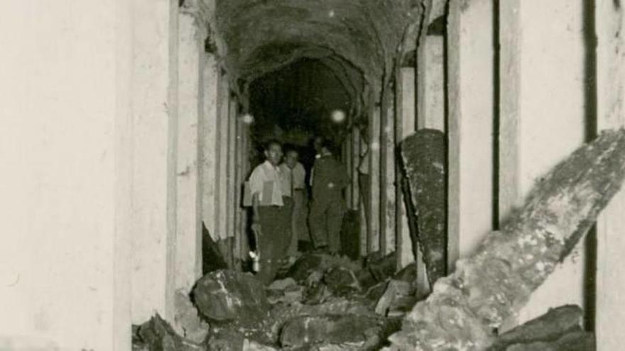 Reparación de una galería en Elche tras la tragedia del Raval