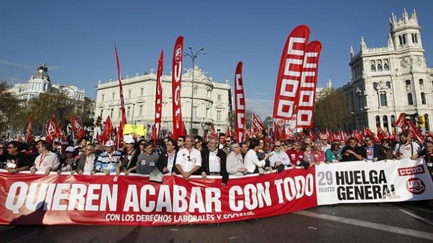 Manifestación de los sindicatos en Madrid.