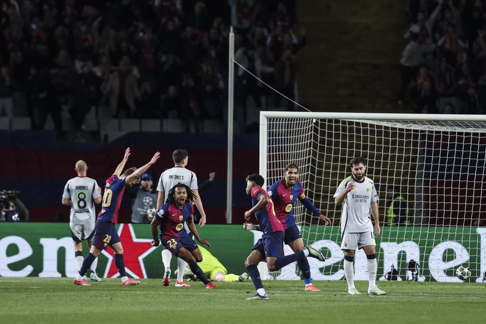 Lamine Yamal of FC Barcelona celebrates a goal during the UEFA Champions League 2024/25 Round of 16 second leg, match between FC Barcelona and SL Benfica at Estadi Olimpic Lluis Companys on March 11, 2025 in Barcelona, Spain. AFP7 11/03/2025 ONLY FOR USE IN SPAIN. Javier Borrego / AFP7 / Europa Press;2025;SPORT;ZSPORT;SOCCER;ZSOCCER;FC Barcelona v SL Benfica - UEFA Champions League 2024/25 Round of 16 second leg.;