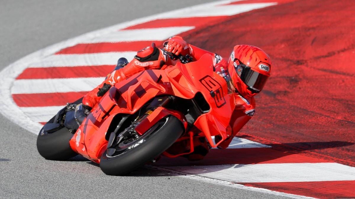 Marc Márquez, en los test de Barcelona con la Ducati