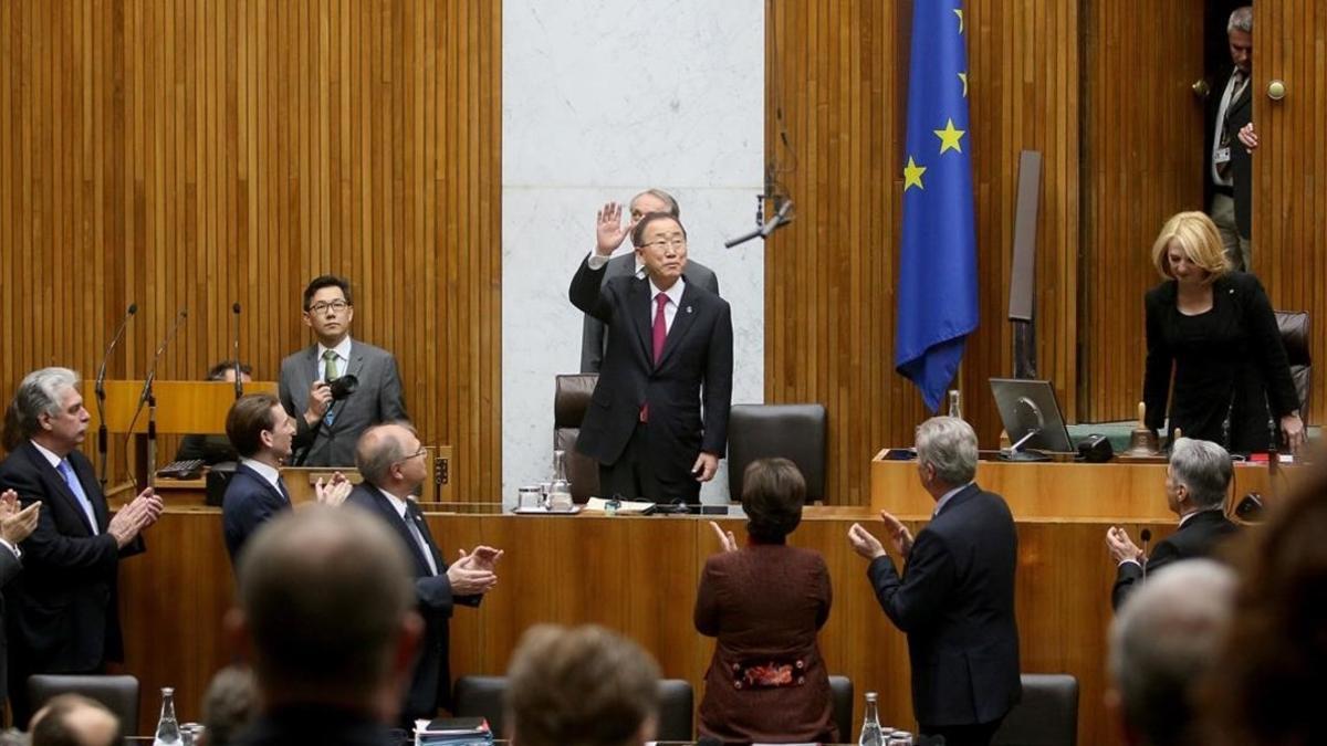 Ban Ki-moon en el Parlamento austriaco.