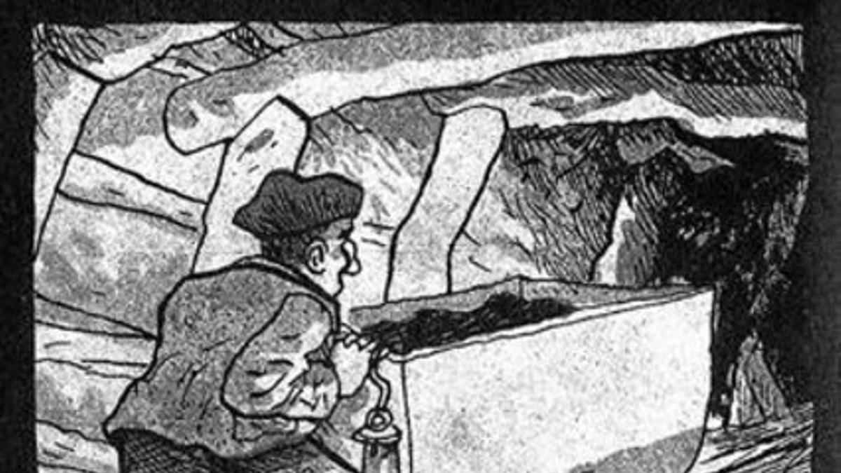Viñetas de 'La balada del Norte' que muestran la insurrección (izquierda) y escenas de la rutina en el interior de la mina y del drama tras un accidente en el interior del pozo.