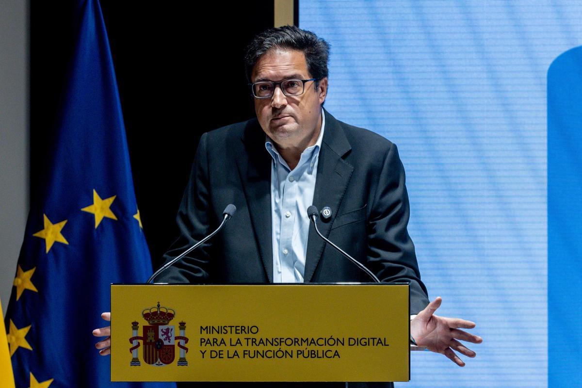 Óscar López, ministro para la Transformación Digital y Función Pública, en un acto este lunes.