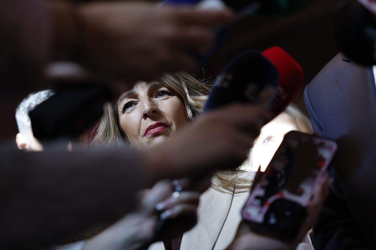 La vicepresidenta segunda y ministra de Trabajo, Yolanda Díaz, en un acto como ministra de Trabajo.