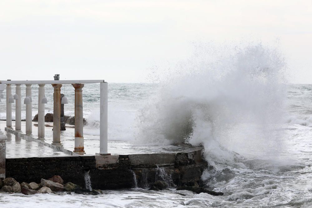 Temporal de viento y lluvia en Málaga