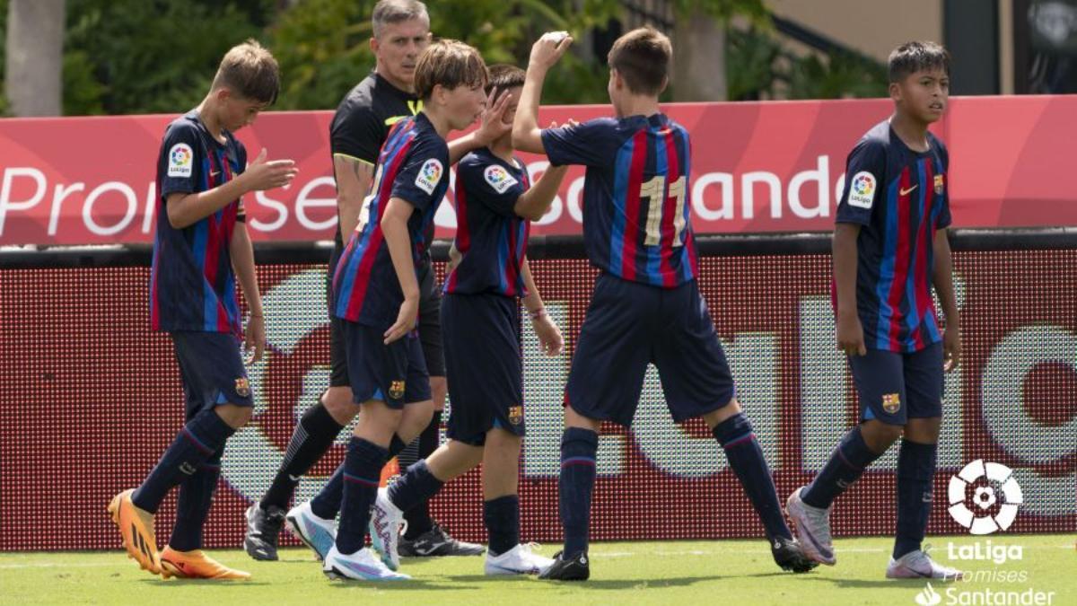El Barça celebrando uno de sus goles al Inter de Miami en LaLiga Promises