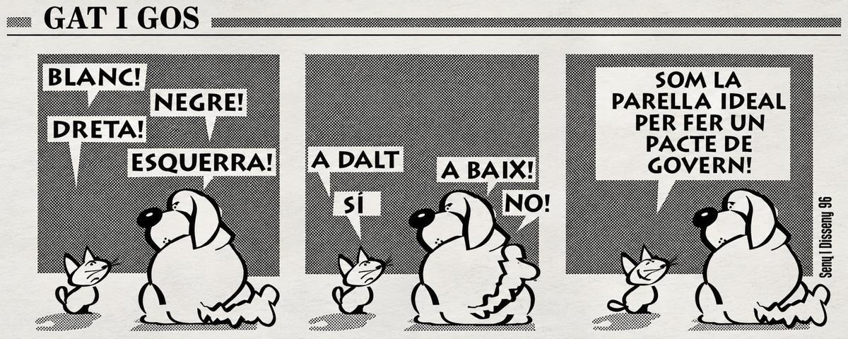 Tira de Gat i Gos publicada per primera vegada a les pàgines d’Opinió de l’Empordà l’1 d’octubre de 1996.