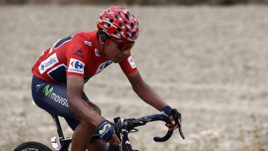 Nairo Quintana, sobre su bicicleta, durante una de las etapas de la Vuelta.