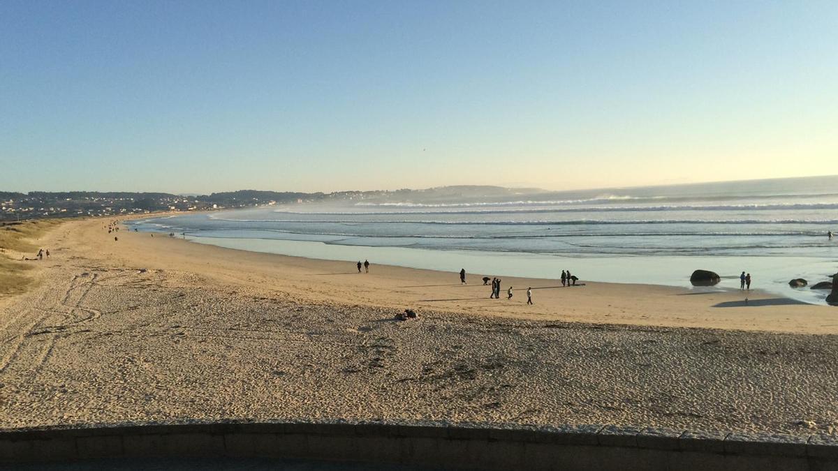 La playa grovense de A Lanzada, ayer.