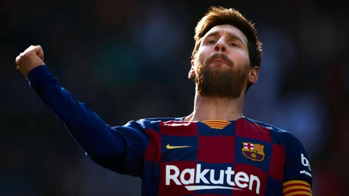 Messi celebra el primero de sus cuatro goles ante el Eibar.