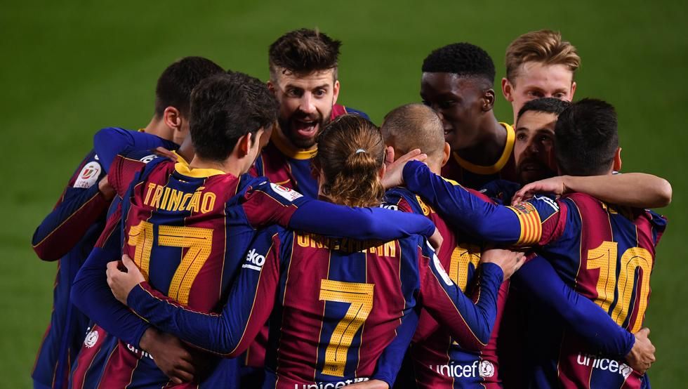 El Barça celebrando su victoria