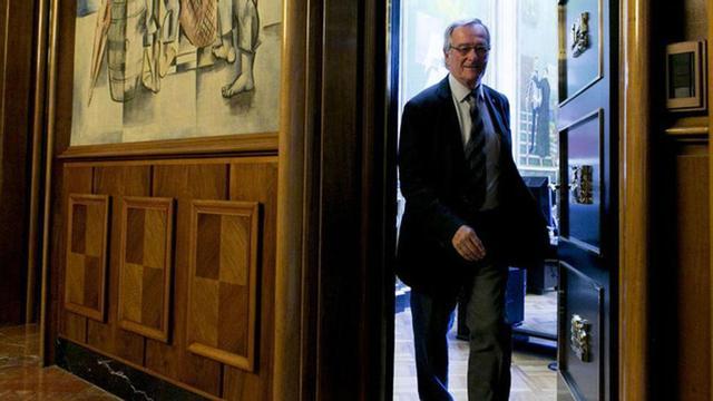 El alcalde de Barcelona, Xavier Trias, a la entrada de un pleno municipal