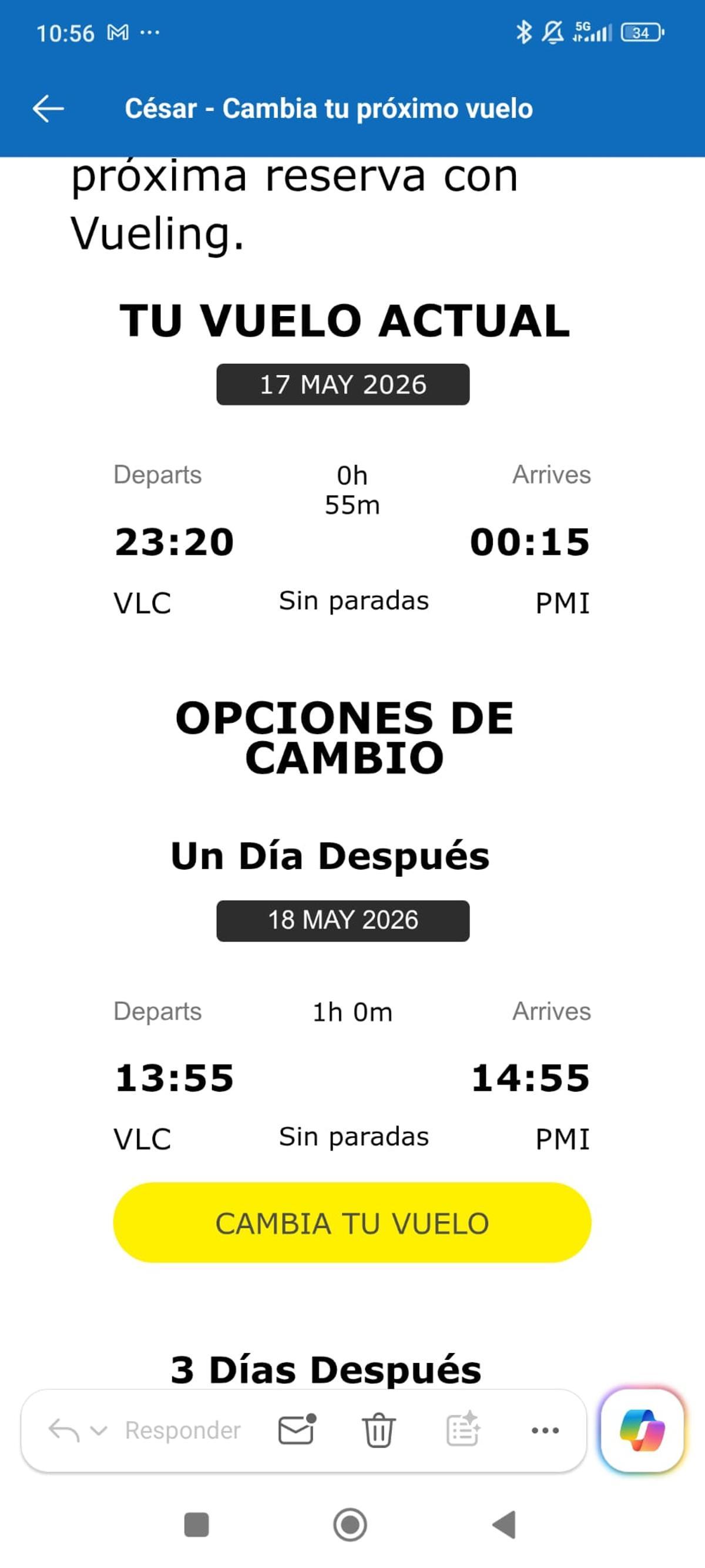 Vueling ofrece hasta 225 euros para que pasajeros cambien su vuelo de vuelta a la isla tras el partido del RCD Mallorca