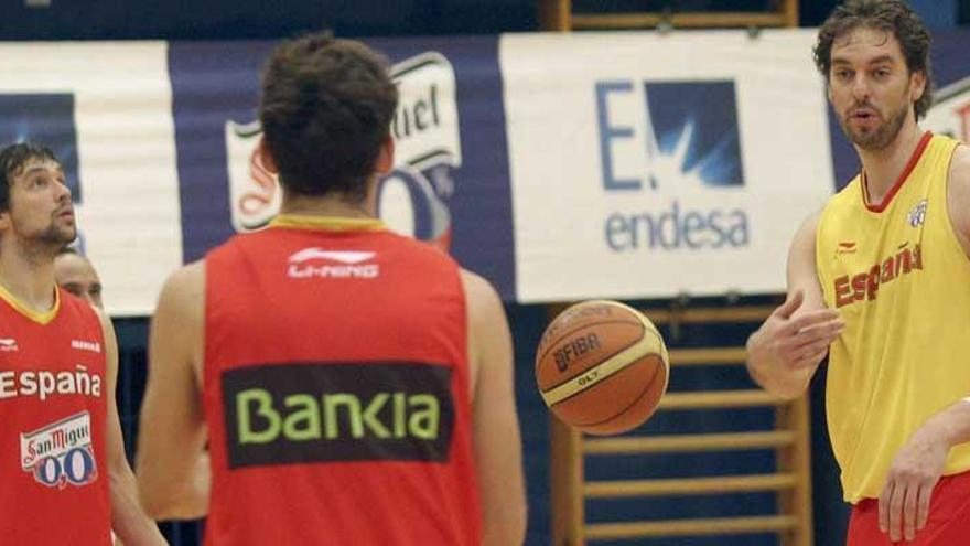 Entrenamiento de la selección española de baloncesto