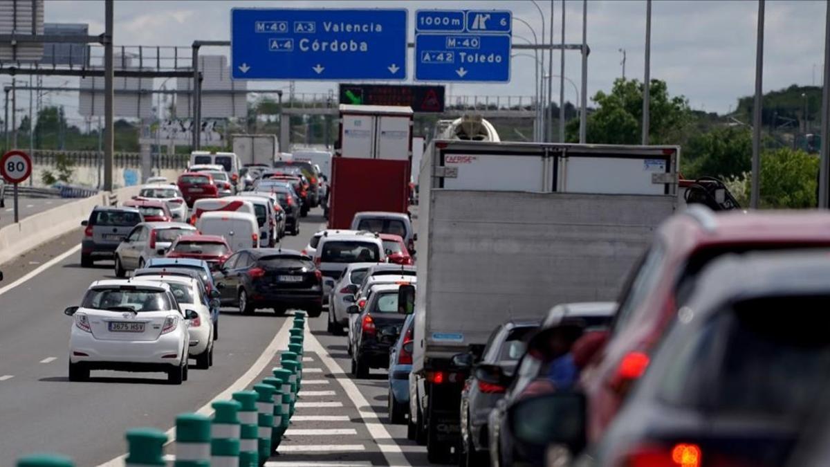 Atasco en salidas de Madrid