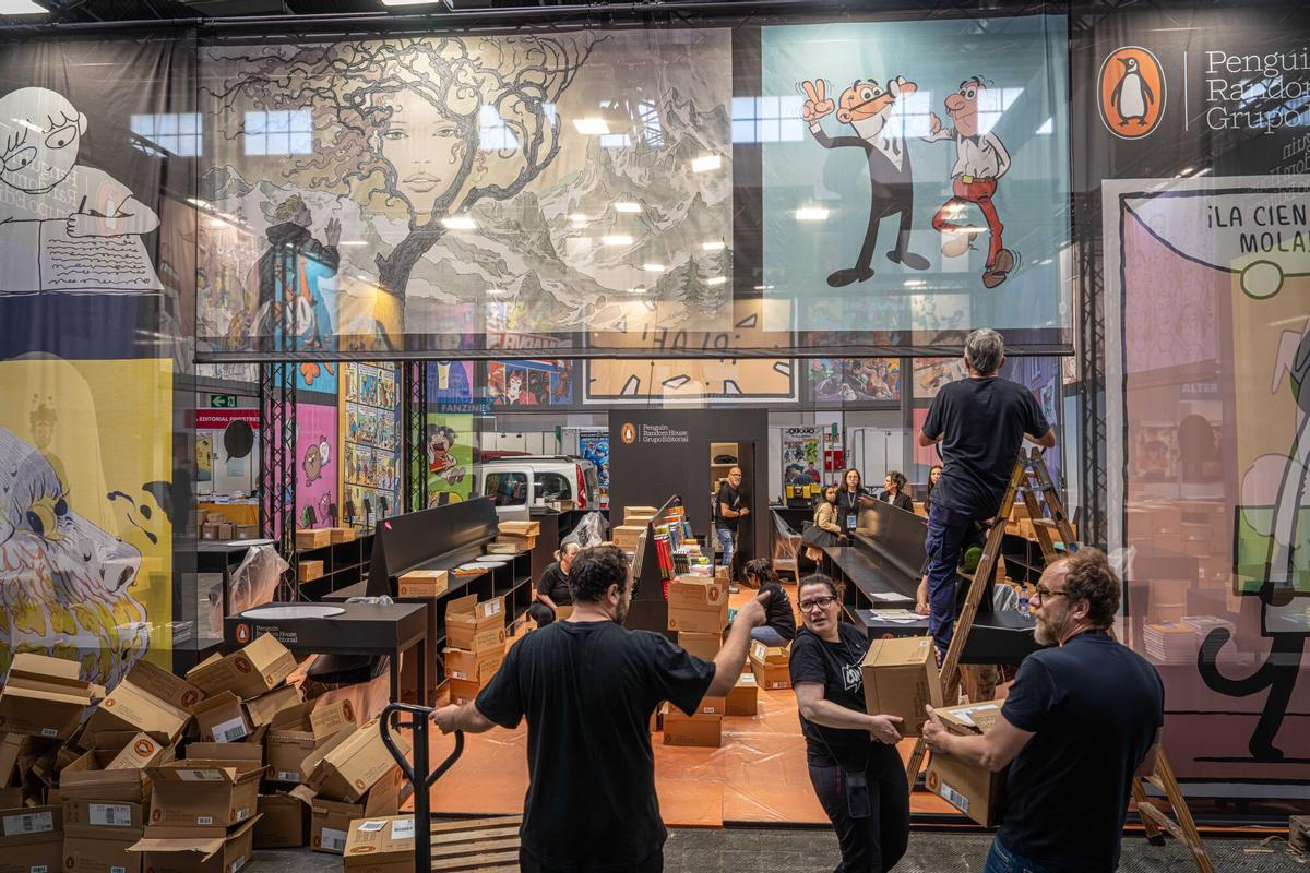 Preparativos del Cómic Barcelona, este jueves.