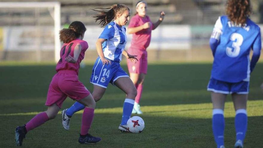 Imagen del partido de ayer entre el Deportivo Abanca y el Sporting.