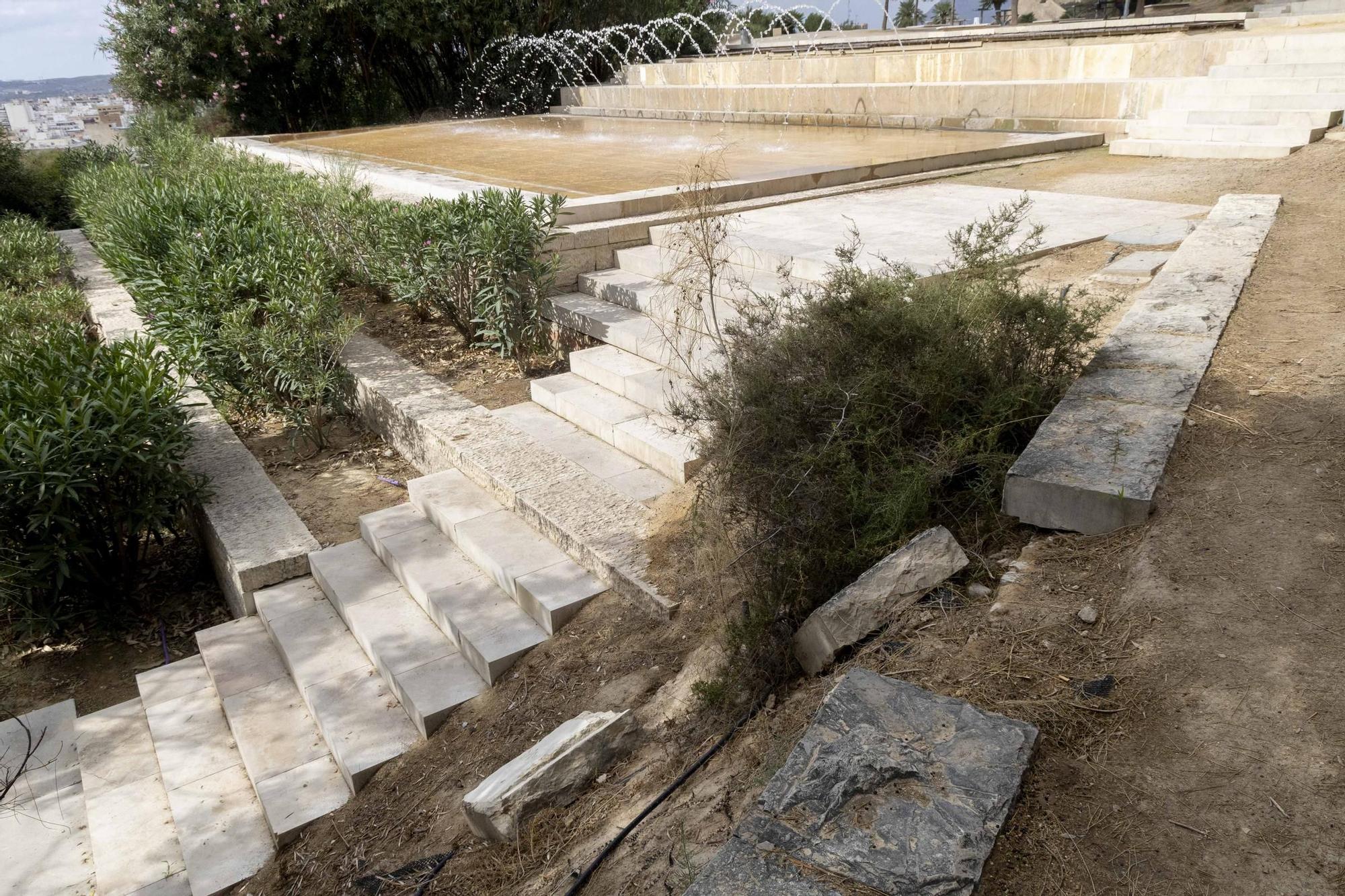 Mal estado y suciedad en el parque de la Ereta en Alicante
