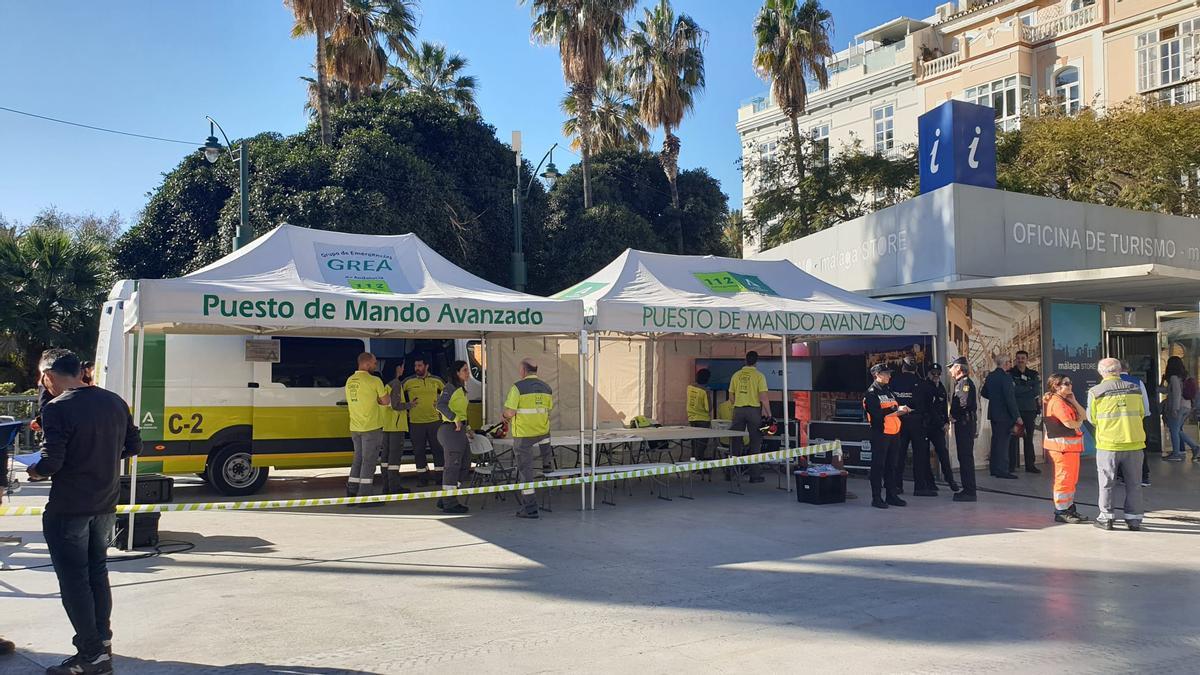 Puesto de Mando Avanzado instalado para el simulacro de incendio en la estación de Atarazanas