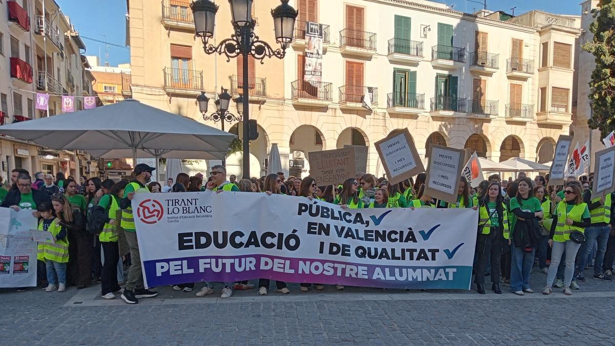 Última protesta de los docentes en Gandia