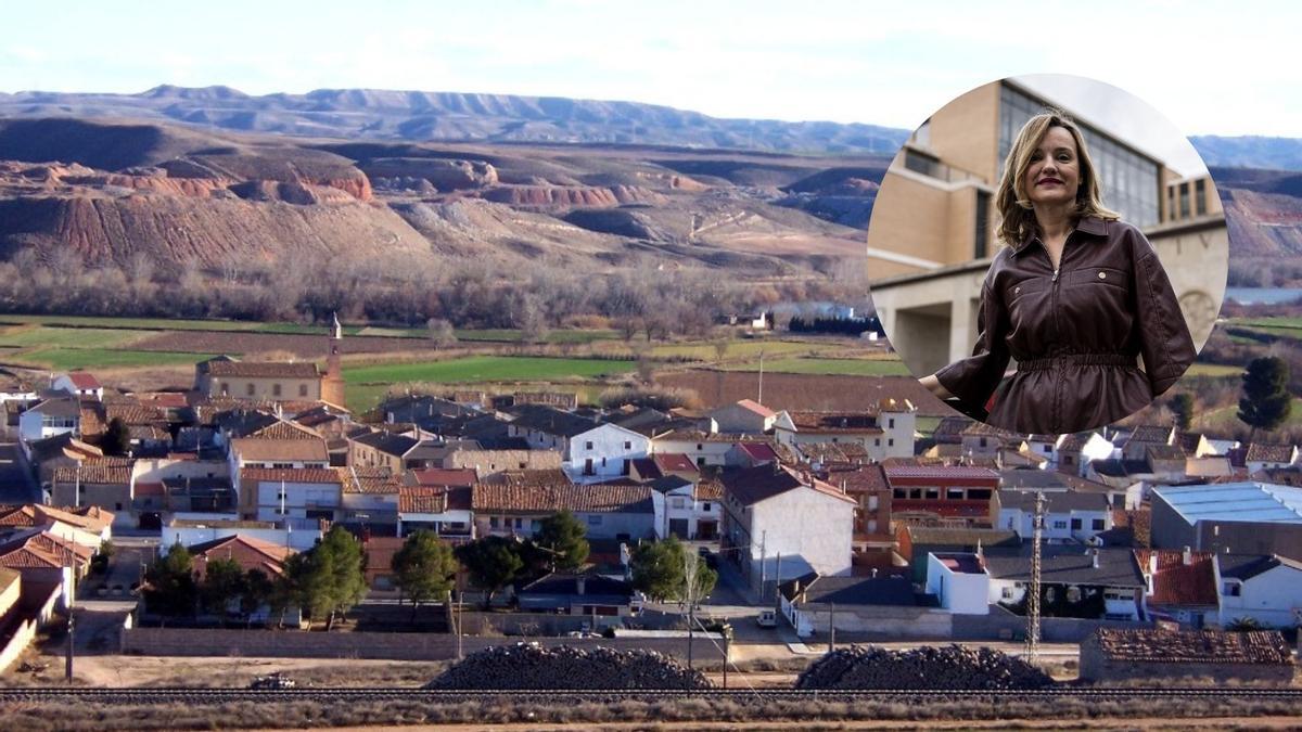 Pilar Alegría, candidata del PSOE a la presidencia en Aragón, con un fondo de La Zaida, su villa natal