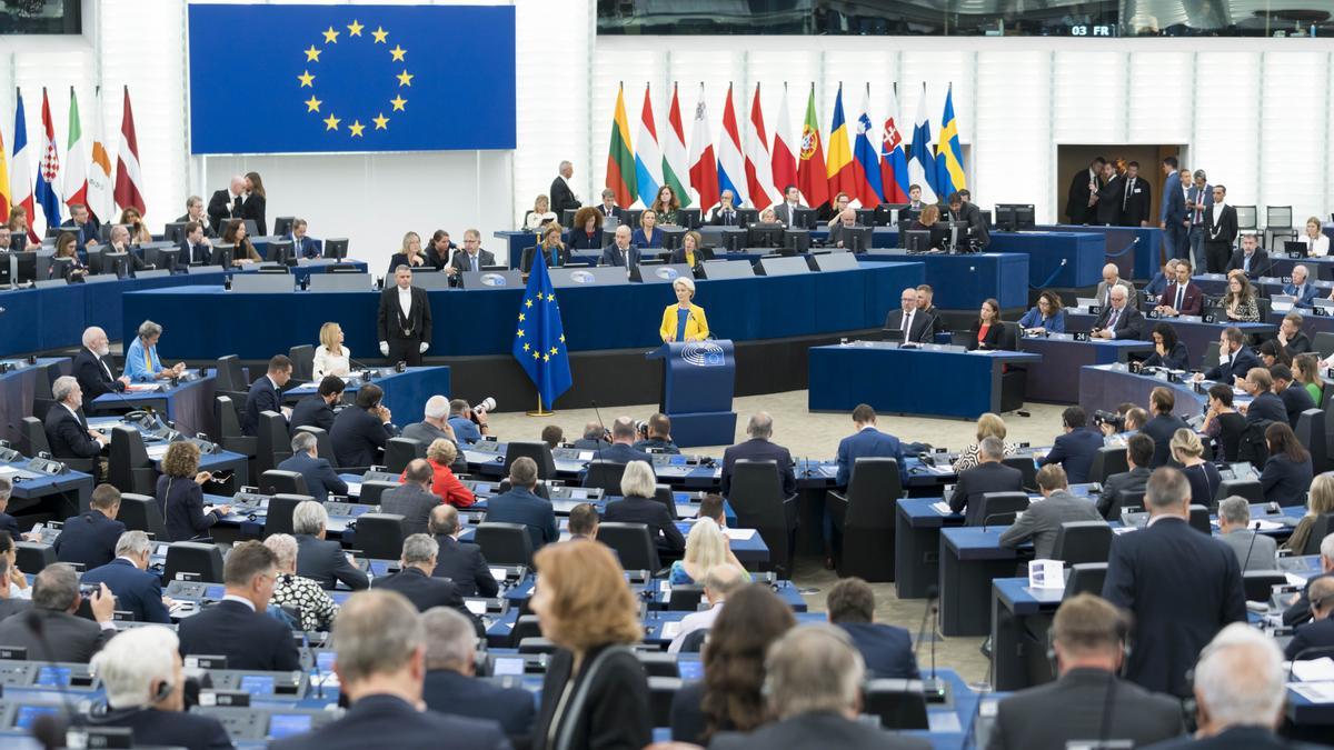 El Parlament Europeu a Estrasburg, durant el debat sobre l&#039;estat de la Unió Europea