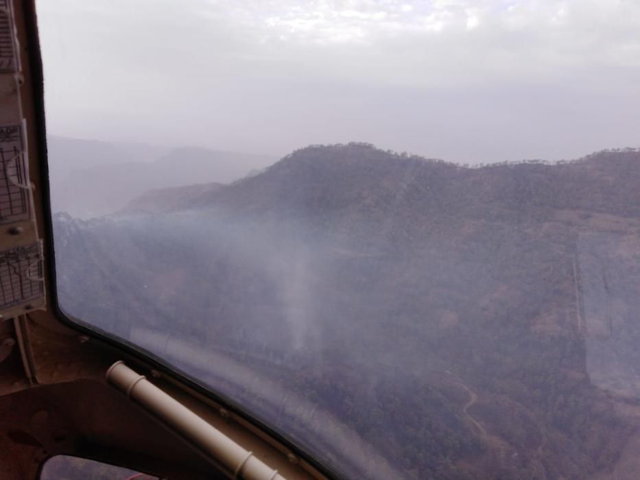 Imágenes aéreas del incendio de Tasarte